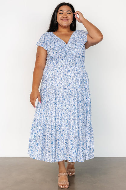 Crete Midi Dress | Blue + White - Baltic Born