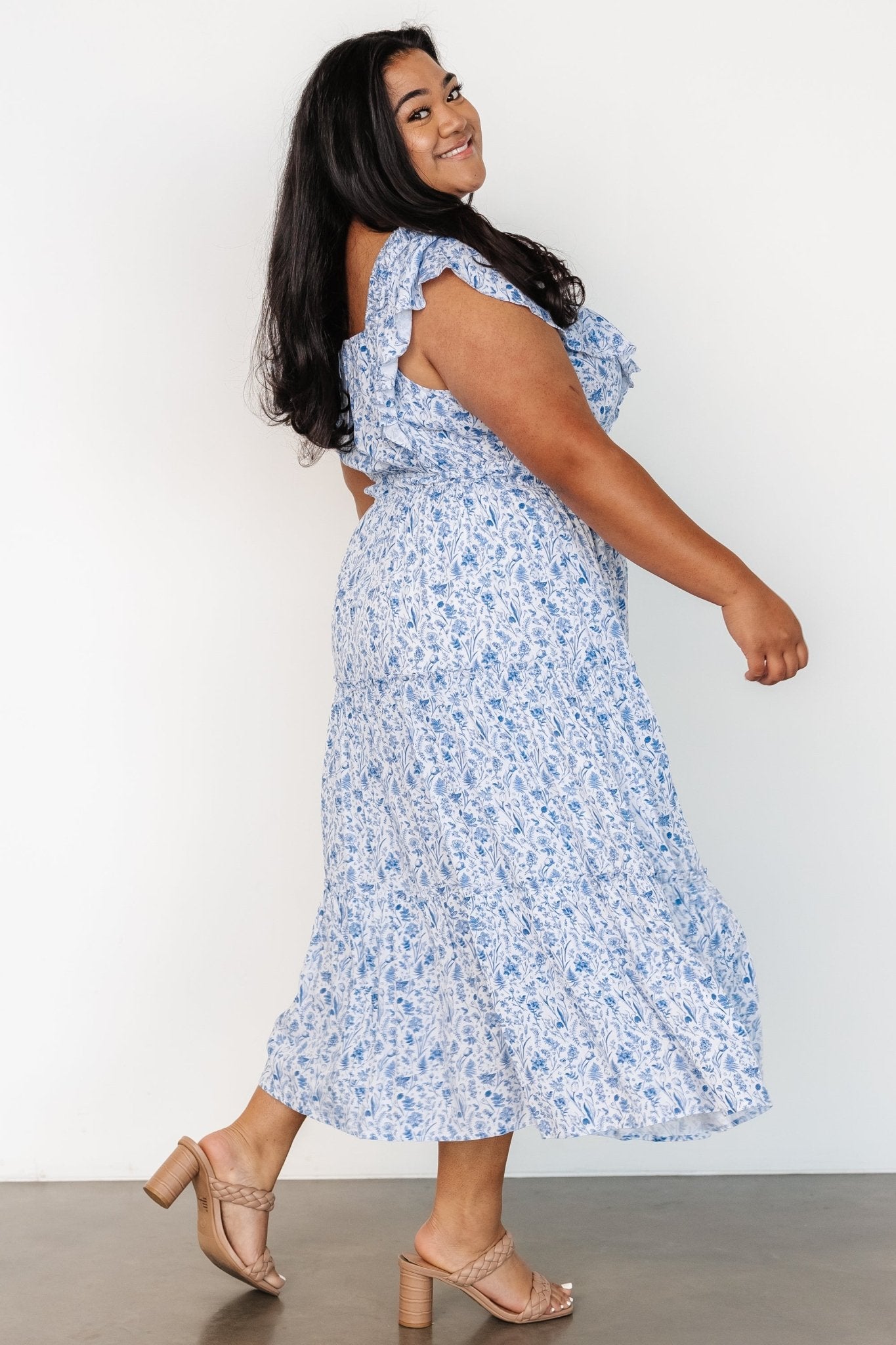 Crete Midi Dress | Blue + White - Baltic Born