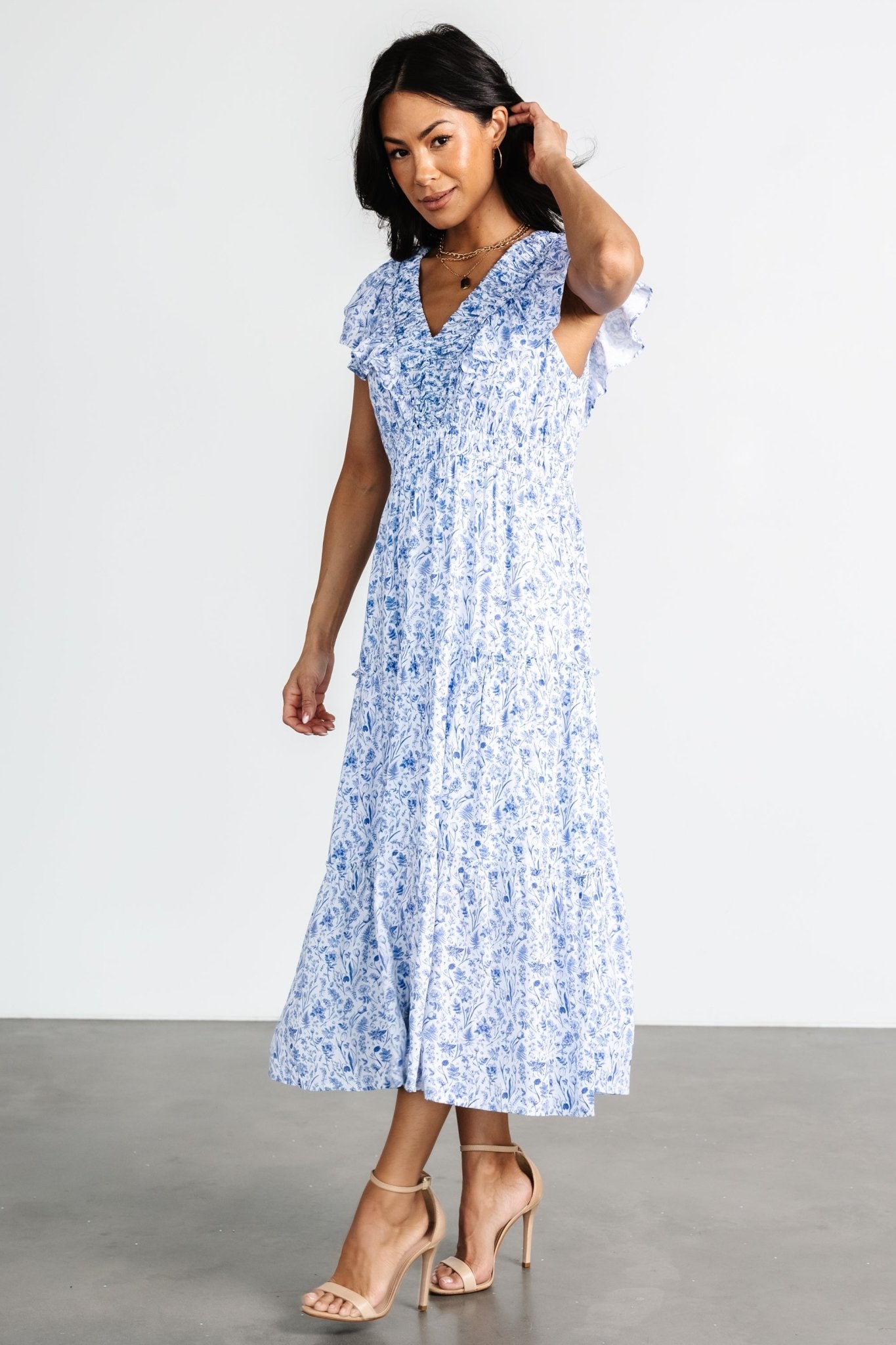 Crete Midi Dress | Blue + White - Baltic Born