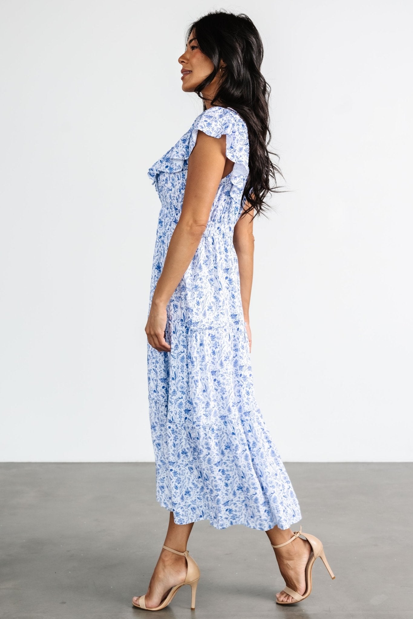 Crete Midi Dress | Blue + White - Baltic Born