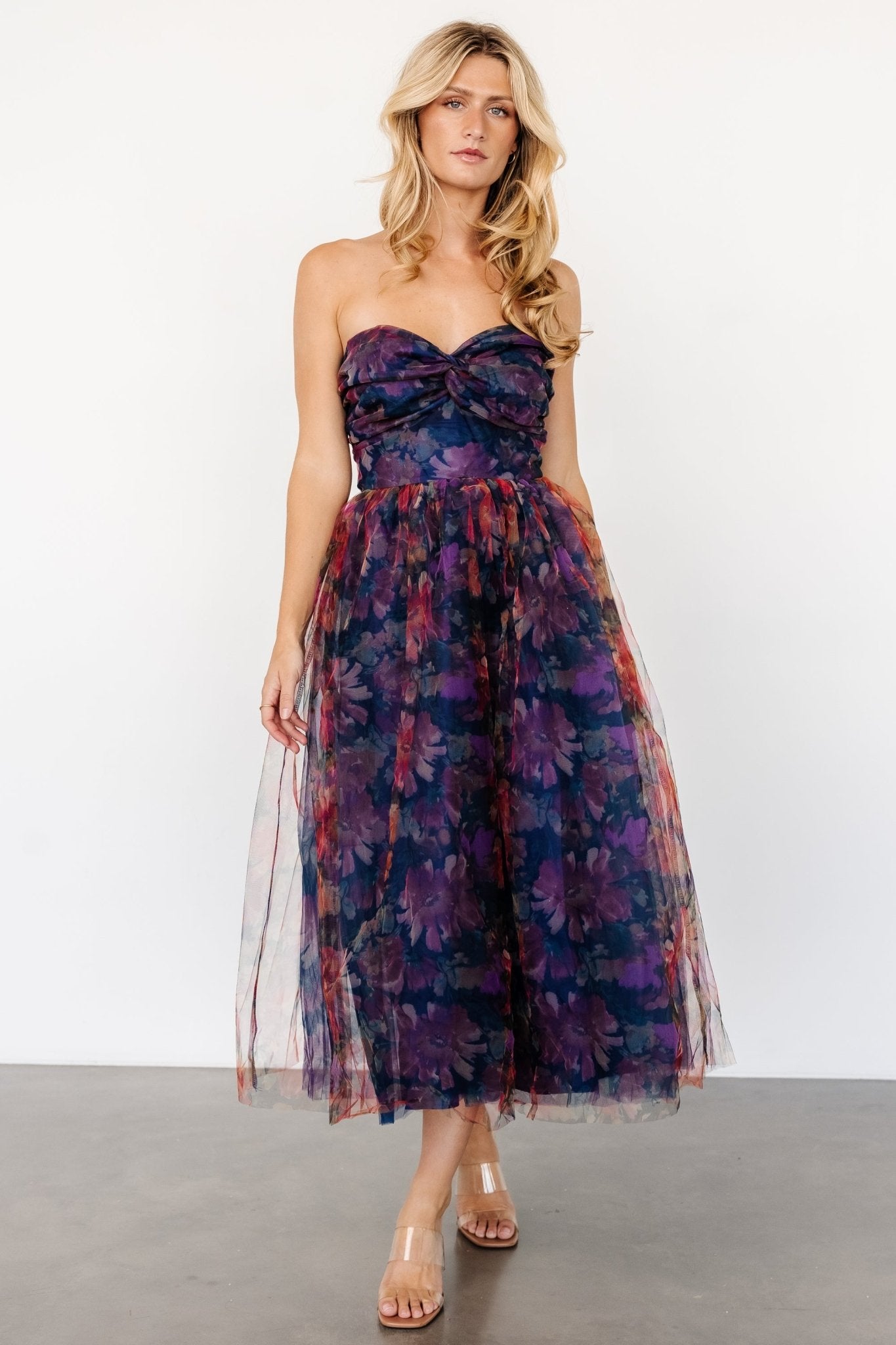 Cristelle Strapless Dress | Navy Multi Floral - Baltic Born