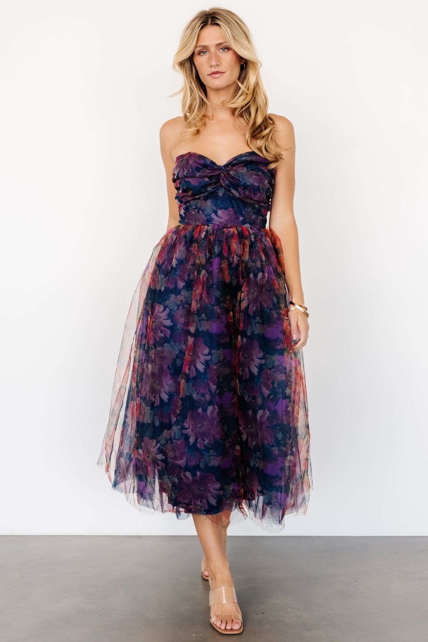 Cristelle Strapless Dress | Navy Multi Floral - Baltic Born