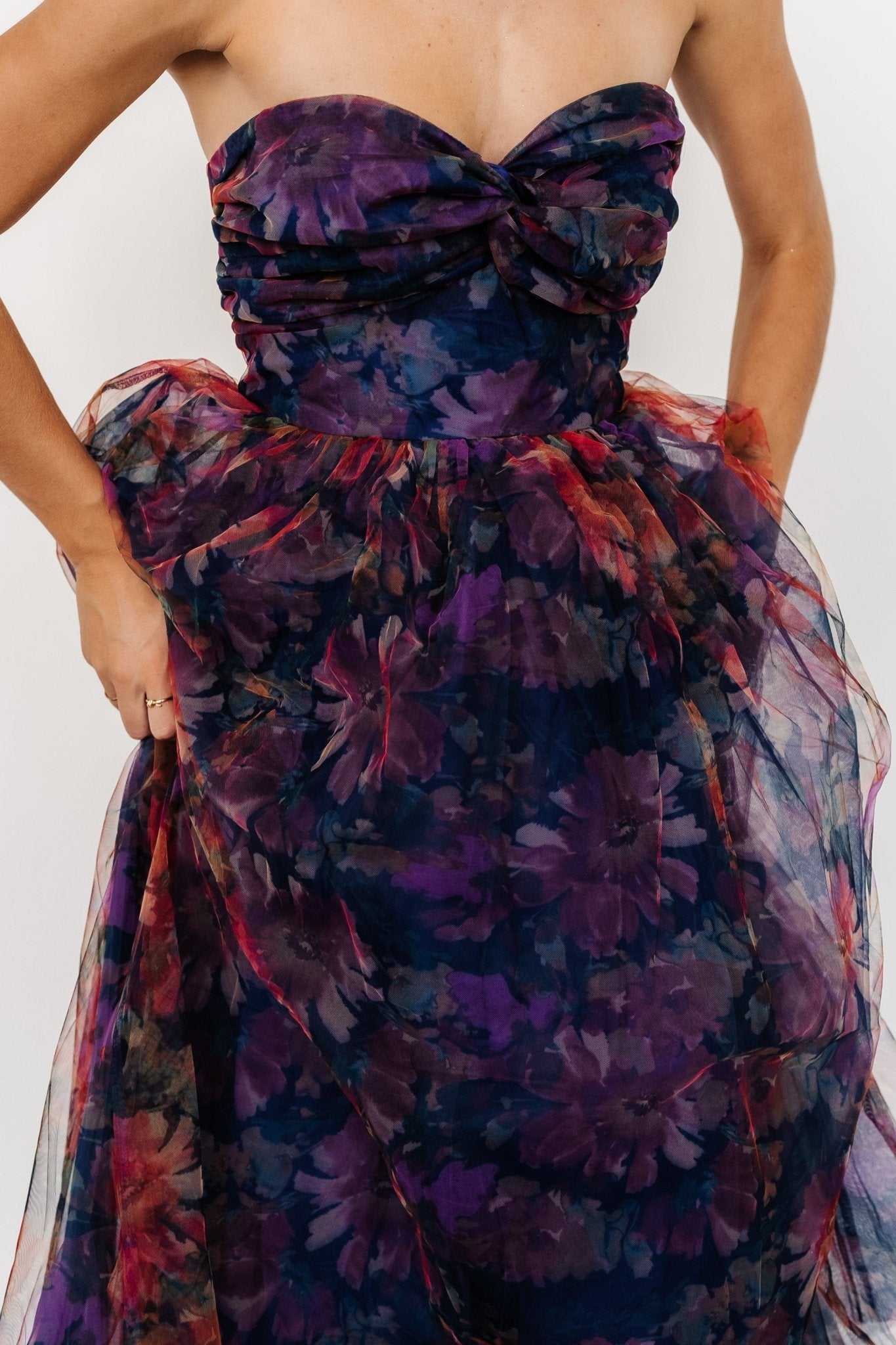 Cristelle Strapless Dress | Navy Multi Floral - Baltic Born