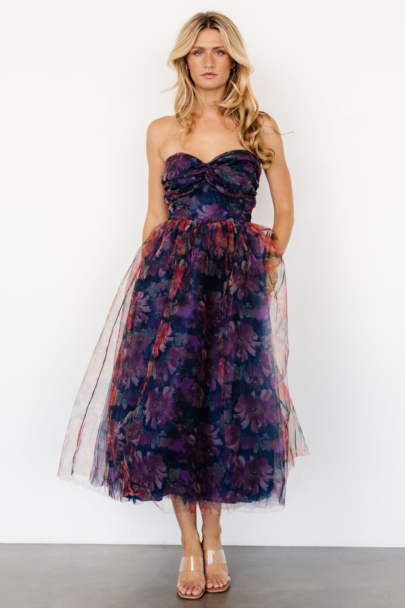 Navy strapless dress sale
