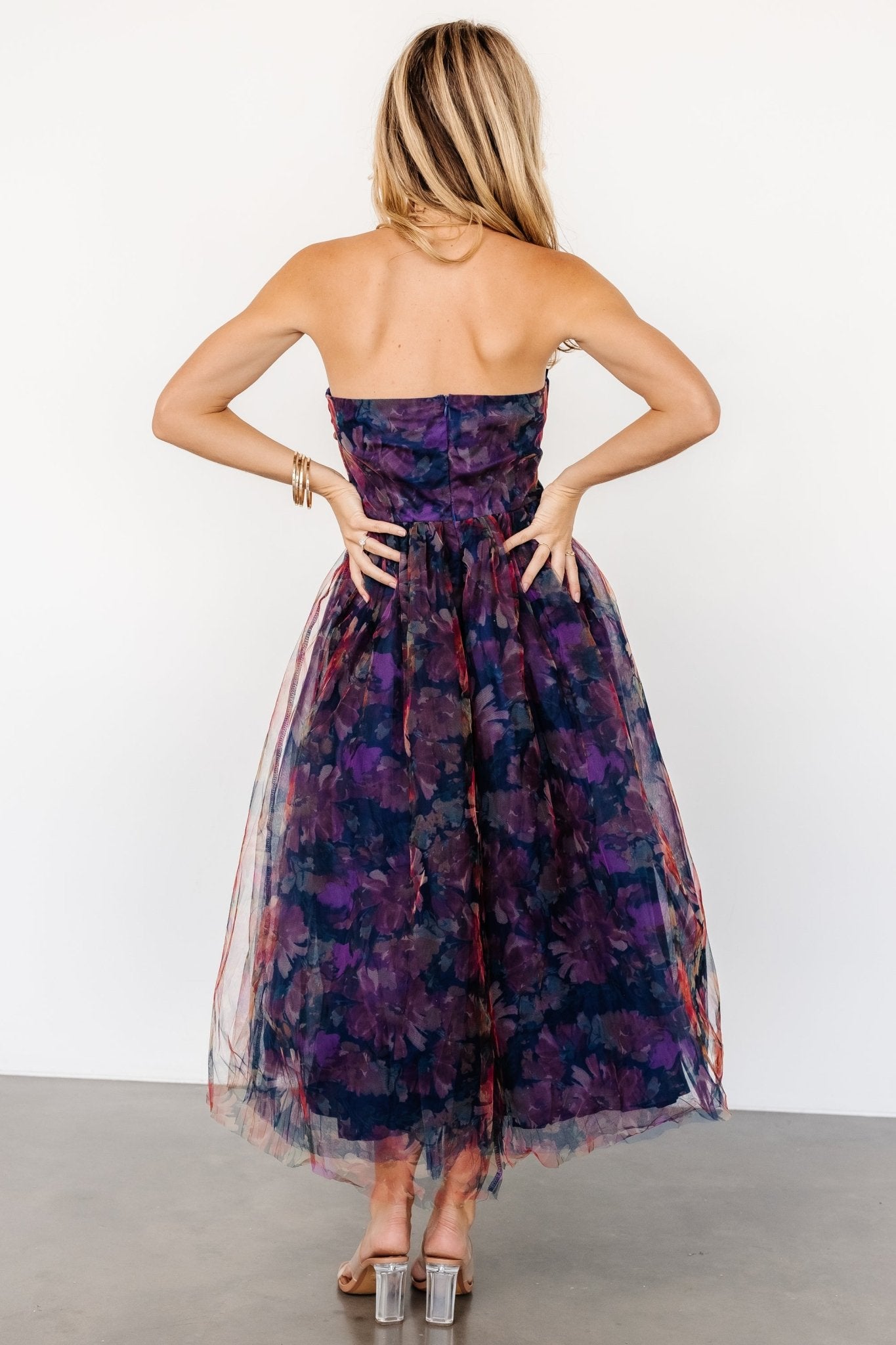 Cristelle Strapless Dress | Navy Multi Floral - Baltic Born