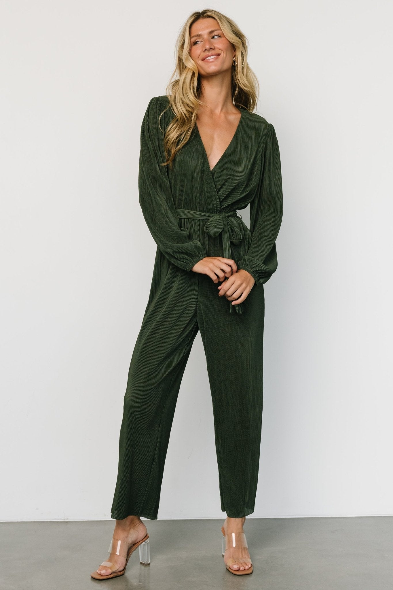 Croft Pleated Jumpsuit | Dark Olive - Baltic Born