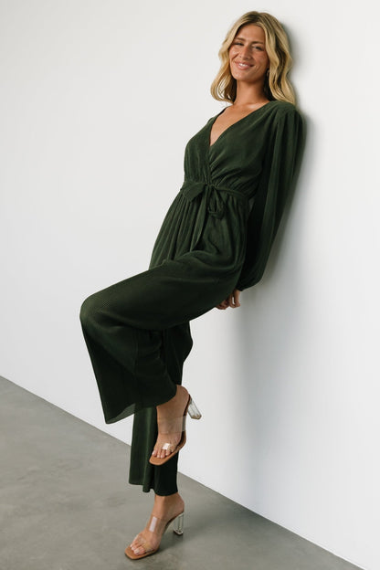 Croft Pleated Jumpsuit | Dark Olive - Baltic Born