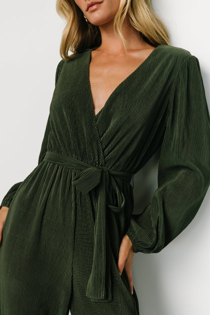 Croft Pleated Jumpsuit | Dark Olive - Baltic Born