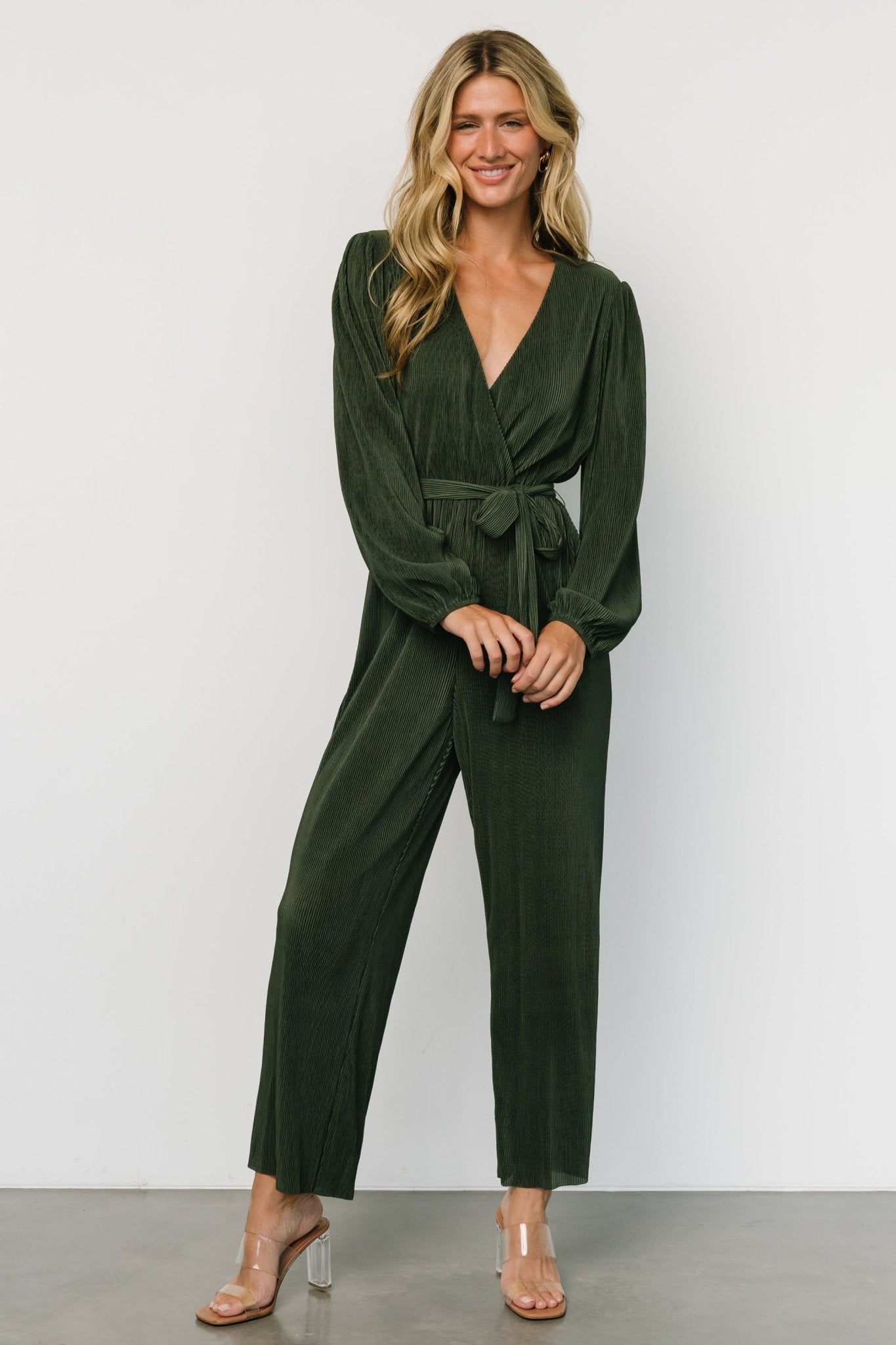 Croft Pleated Jumpsuit | Dark Olive - Baltic Born