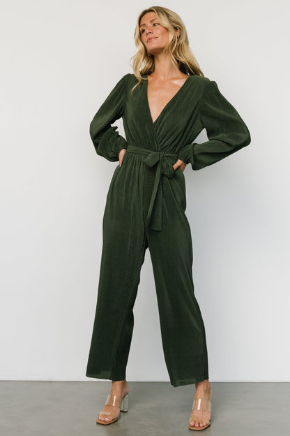 Croft Pleated Jumpsuit | Dark Olive - Baltic Born