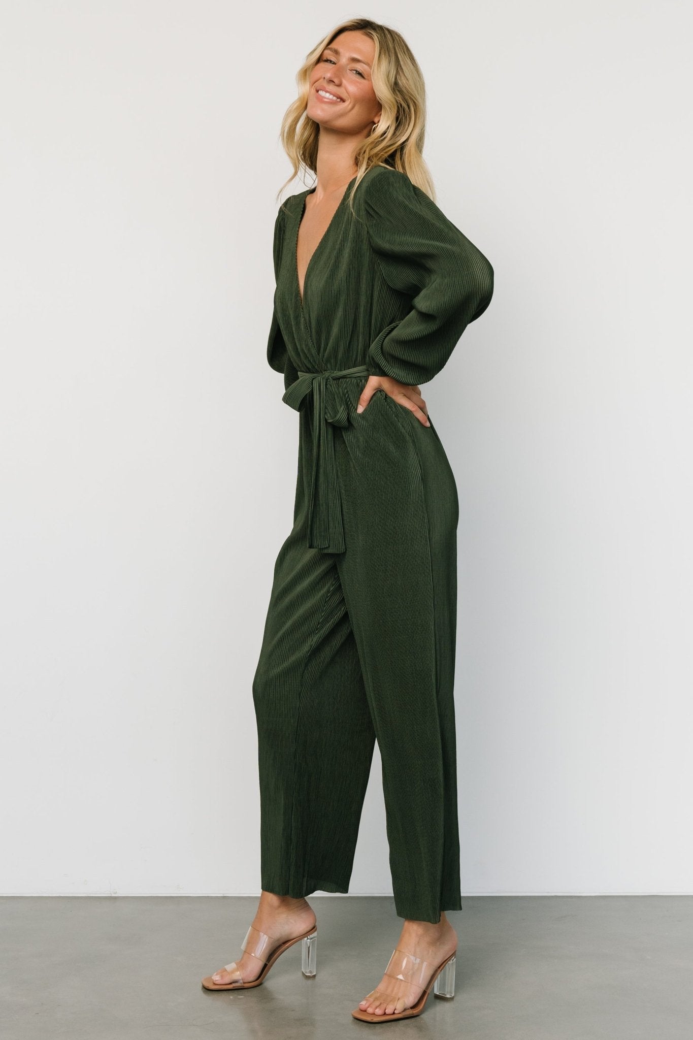 Croft Pleated Jumpsuit | Dark Olive - Baltic Born