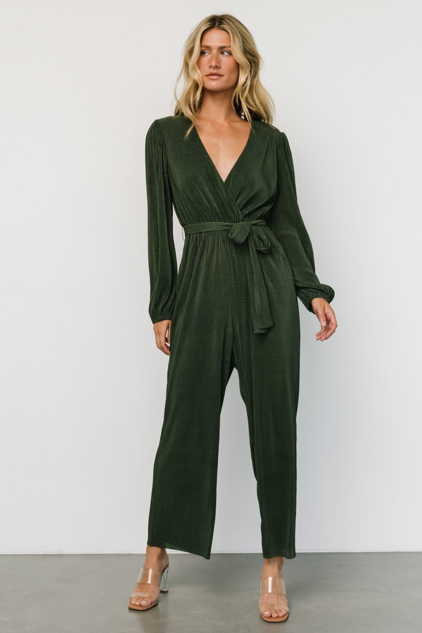 Croft Pleated Jumpsuit | Dark Olive - Baltic Born