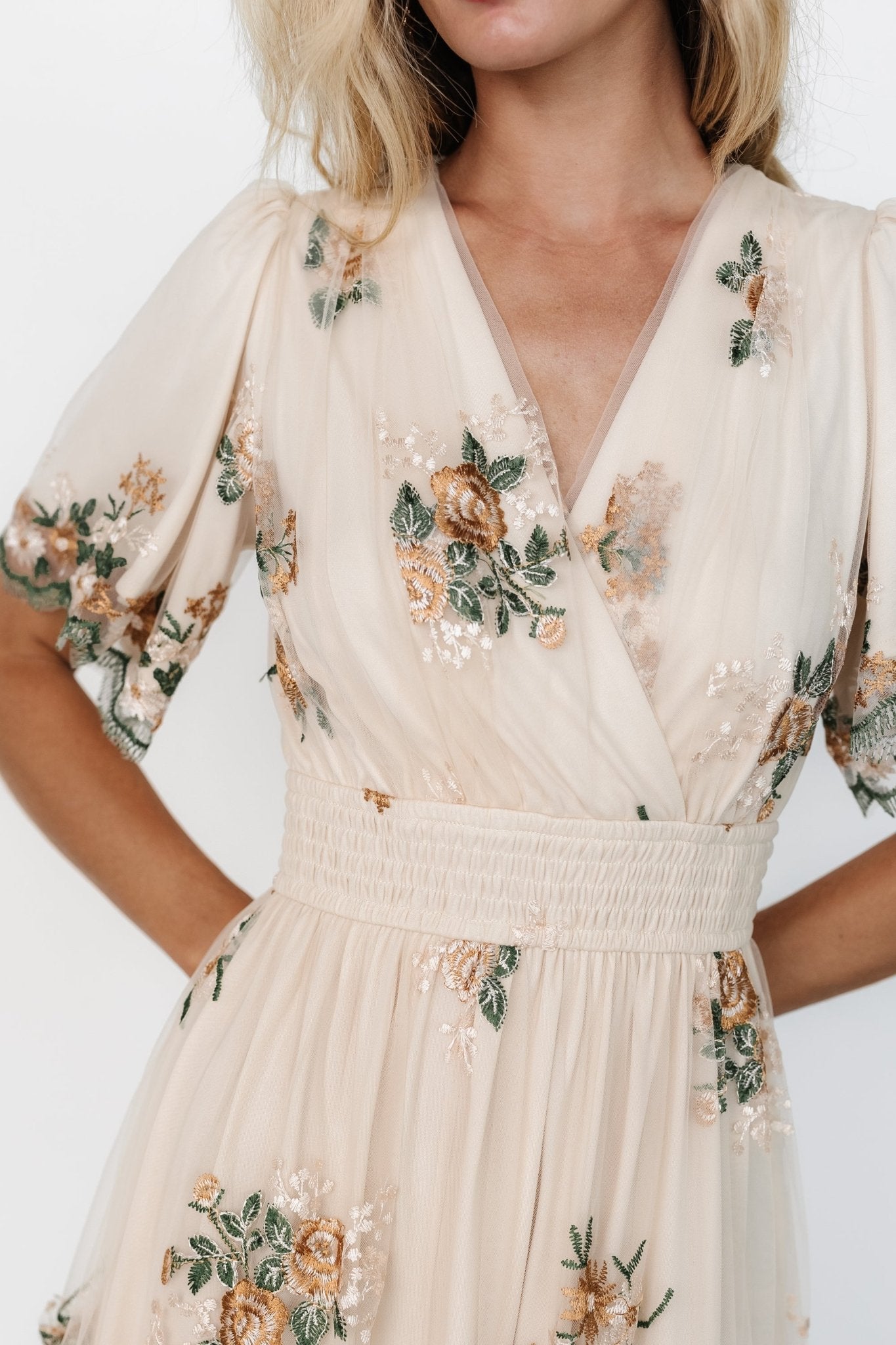 Baltic Born Womens Cynthia Midi Dress | Cream Floral