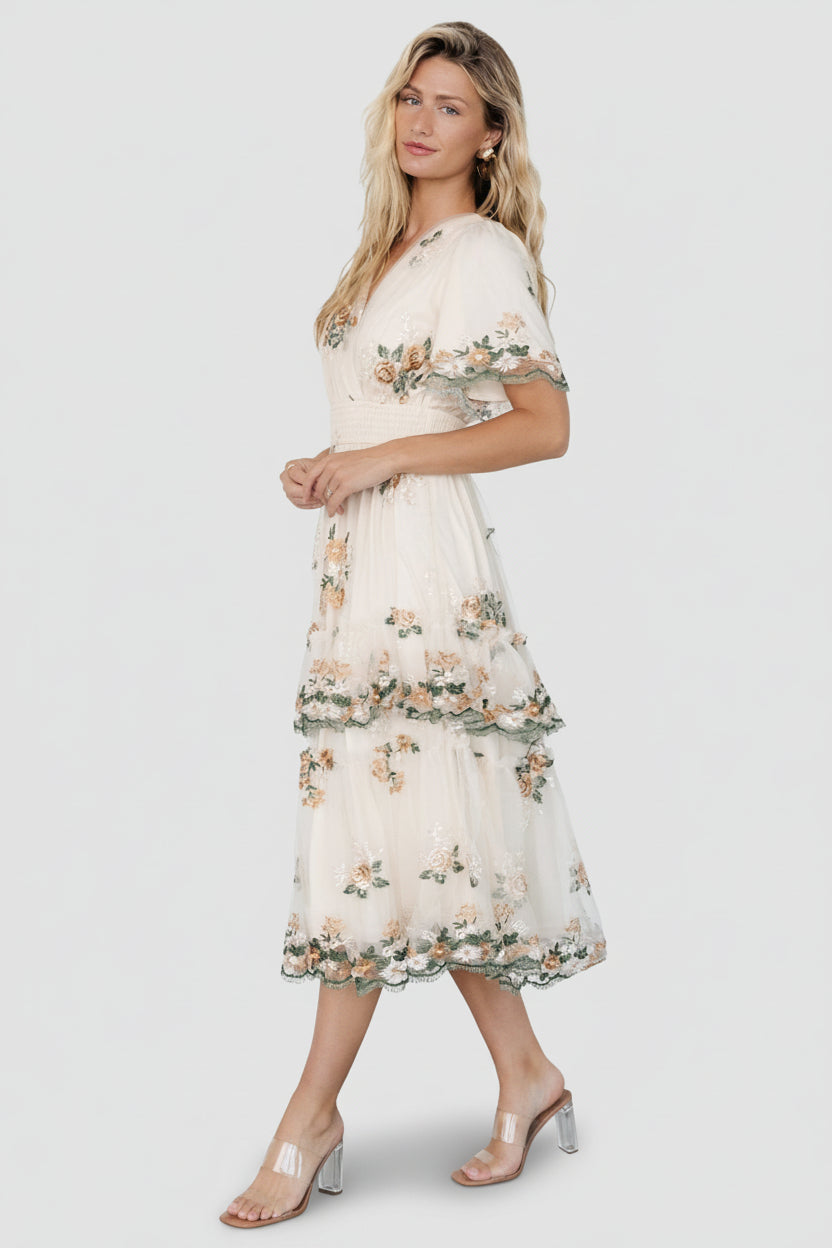Cynthia Midi Dress | Cream Floral
