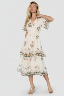 Cynthia Midi in Black & Navy Floral