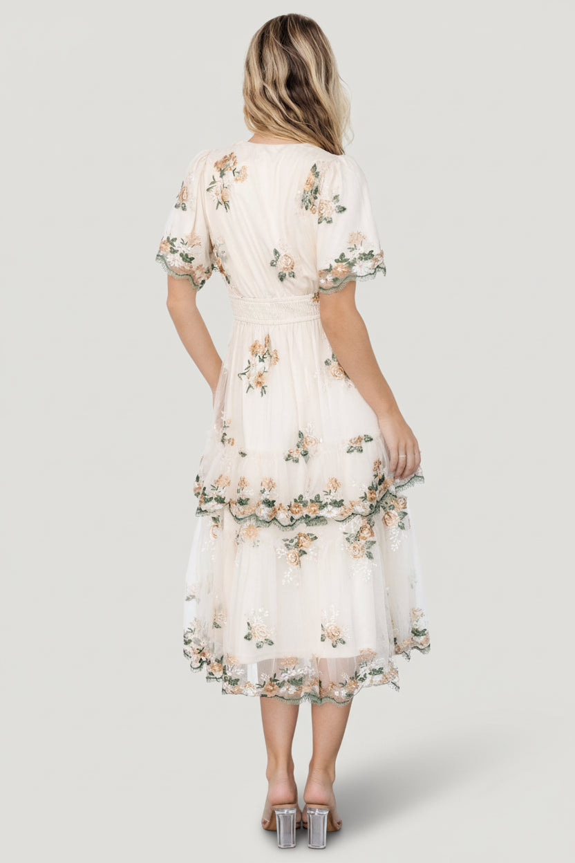 Baltic Born Womens Cynthia Midi Dress | Cream Floral
