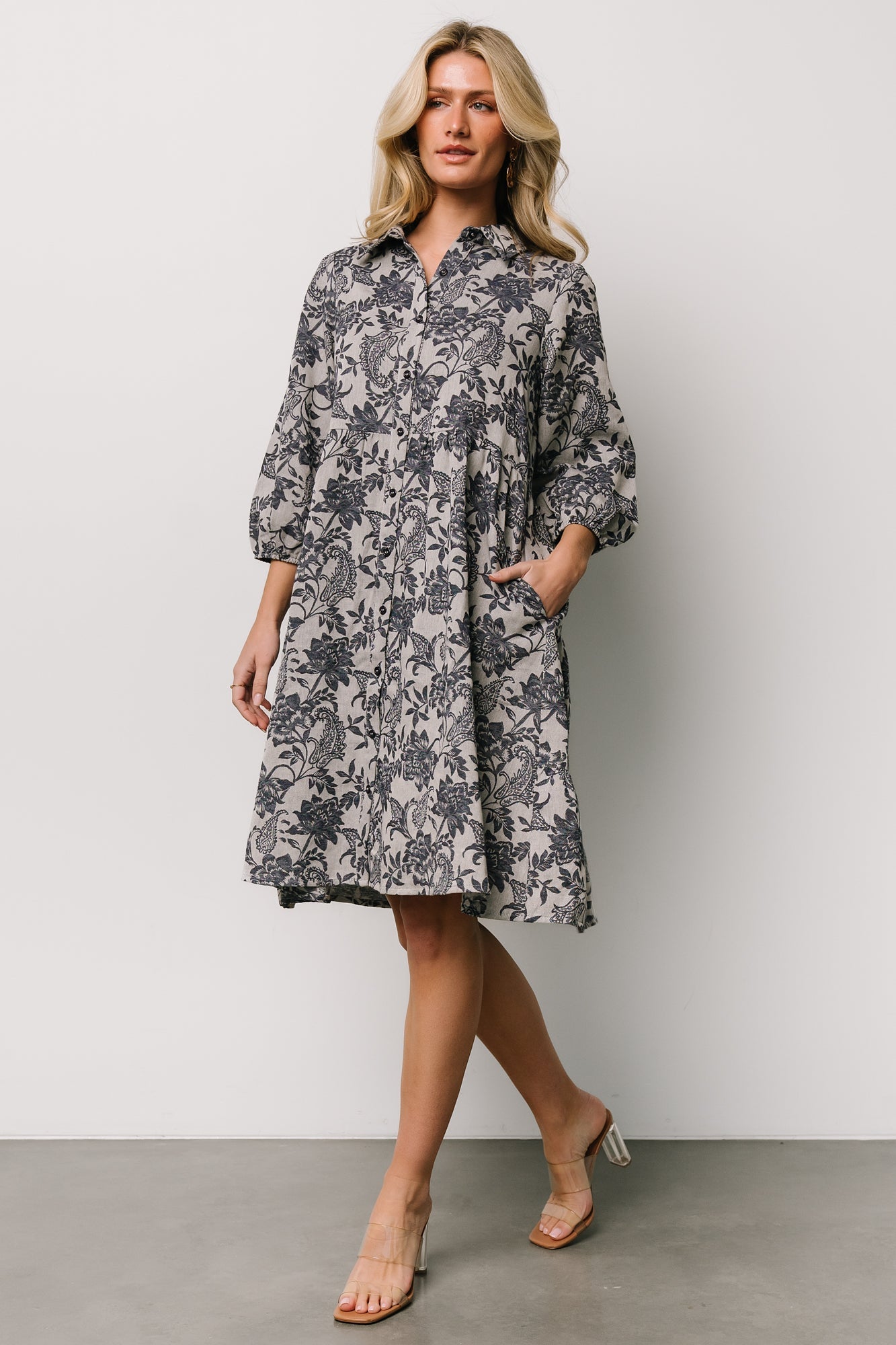 Dakota Babydoll Dress | Navy Print - Baltic Born