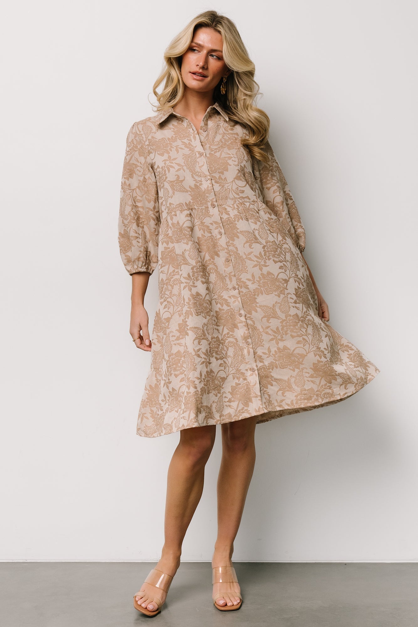 Dakota Babydoll Dress | Taupe Print - Baltic Born