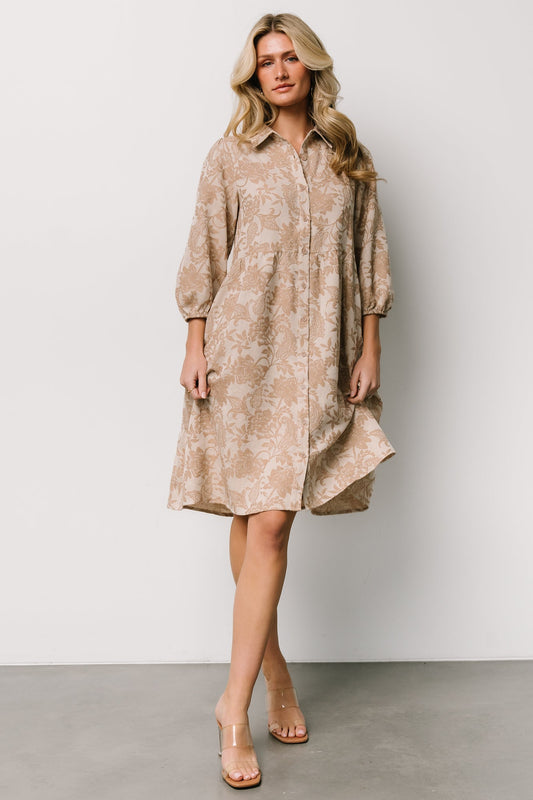 Dakota Babydoll Dress | Taupe Print - Baltic Born