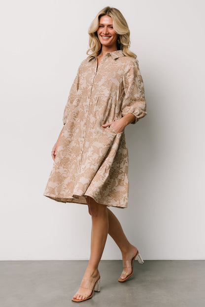 Dakota Babydoll Dress | Taupe Print - Baltic Born