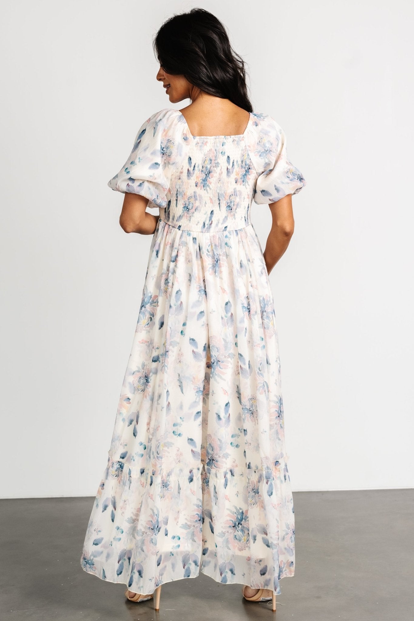 Dalia Maxi Dress | Cream + Blue Floral - Baltic Born