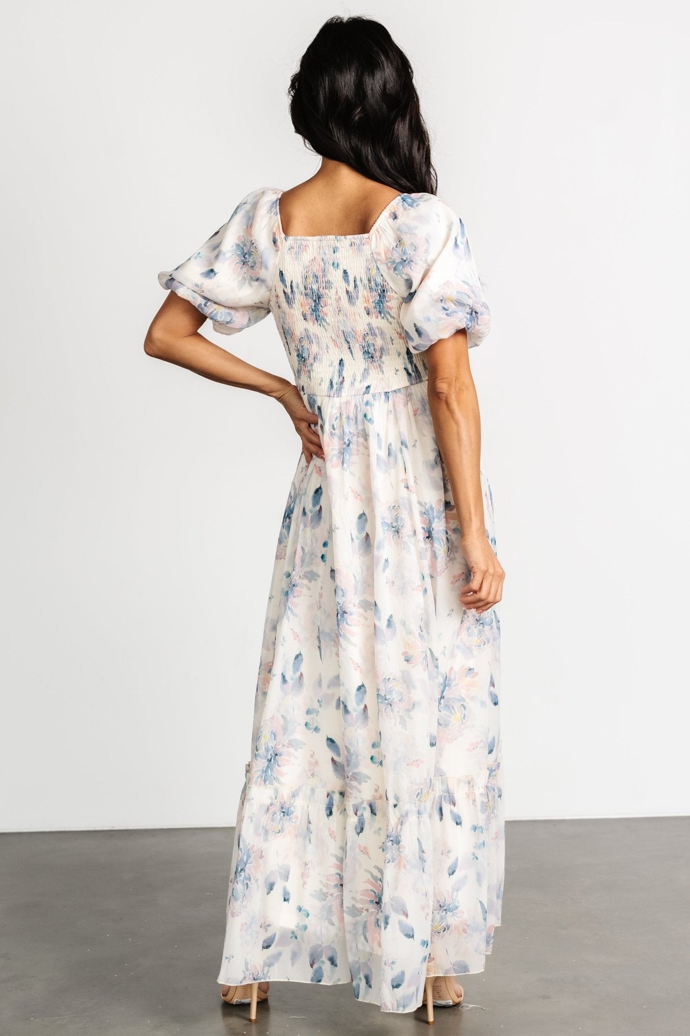 Dalia Maxi Dress | Cream + Blue Floral - Baltic Born