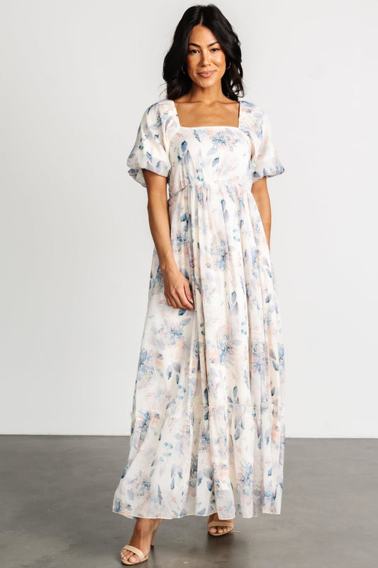 Dalia Maxi Dress | Cream + Blue Floral - Baltic Born