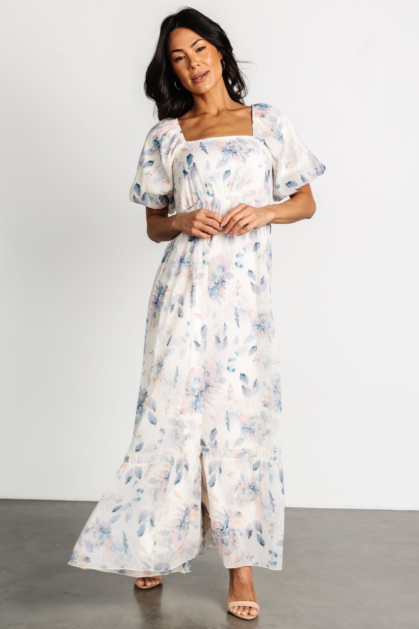 Dalia Maxi Dress | Cream + Blue Floral - Baltic Born