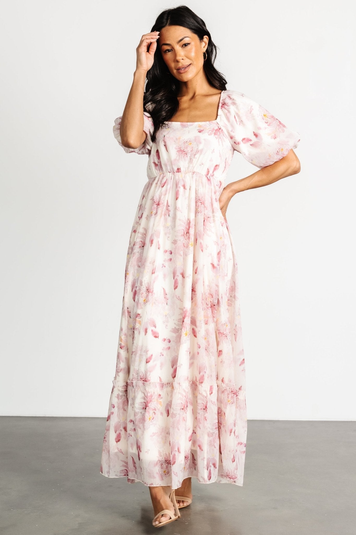 Dalia Maxi Dress | Ivory + Mauve Floral - Baltic Born