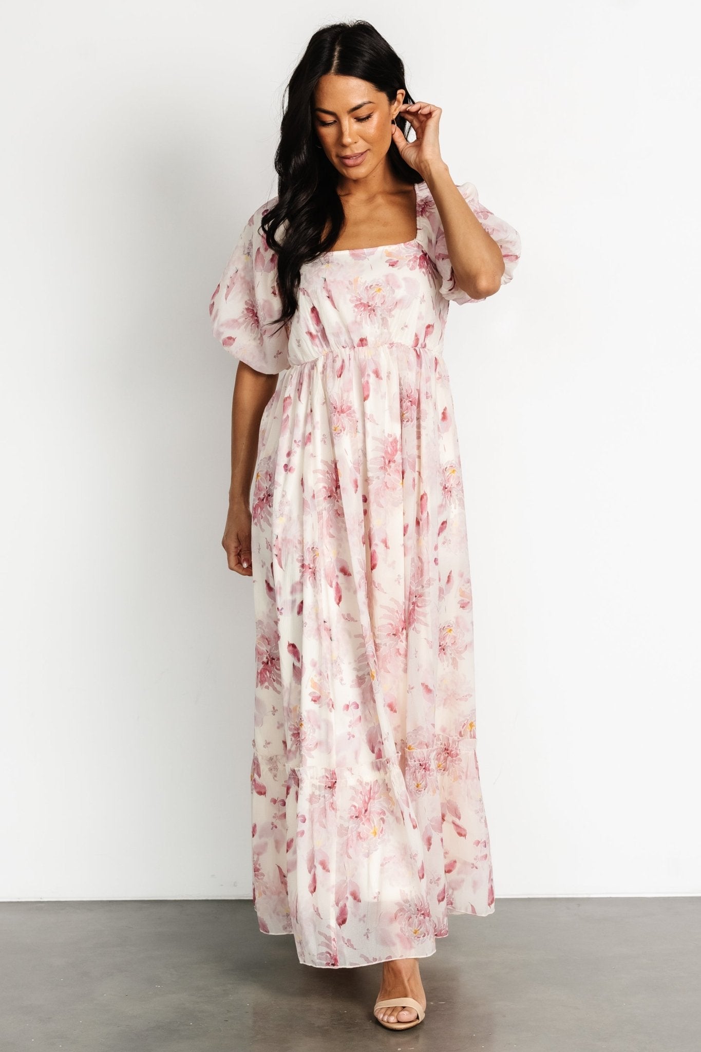 Dalia Maxi Dress | Ivory + Mauve Floral - Baltic Born