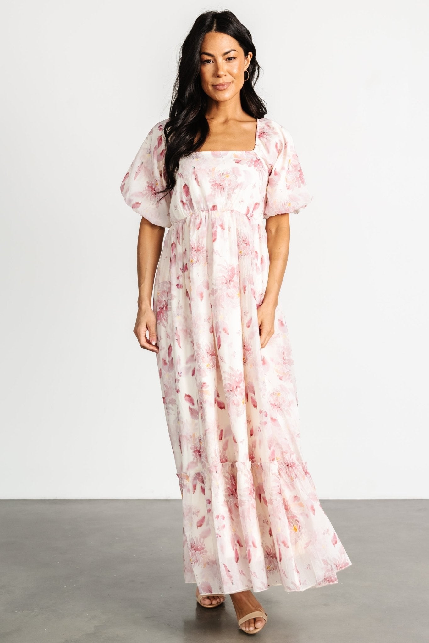 Dalia Maxi Dress | Ivory + Mauve Floral | Baltic Born