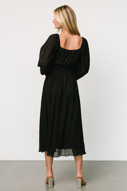 Dalton Pleated Midi Dress | Black - Baltic Born