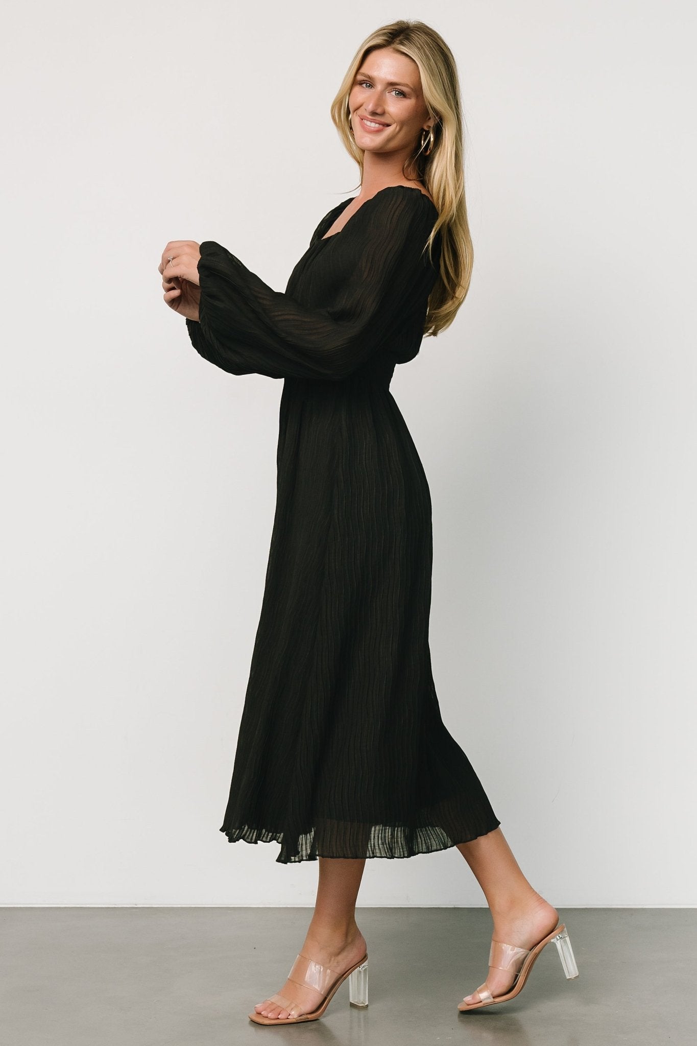 Dalton Pleated Midi Dress | Black - Baltic Born