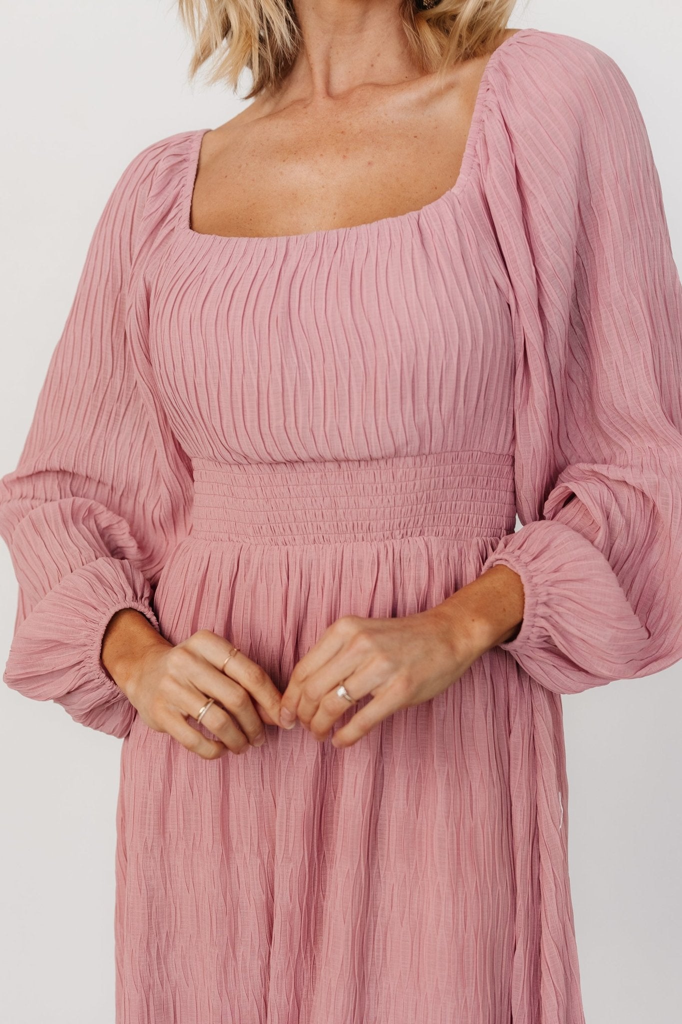 Dalton Pleated Midi Dress | Blush - Baltic Born