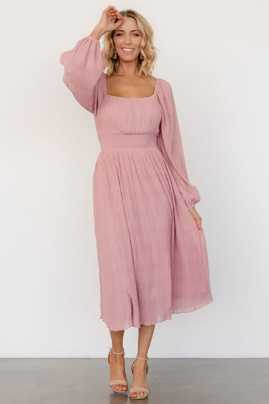 Dalton Pleated Midi Dress | Blush - Baltic Born