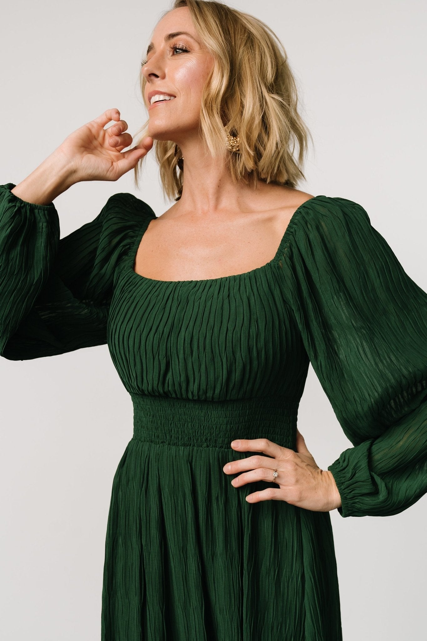 Dalton Pleated Midi Dress | Dark Green - Baltic Born