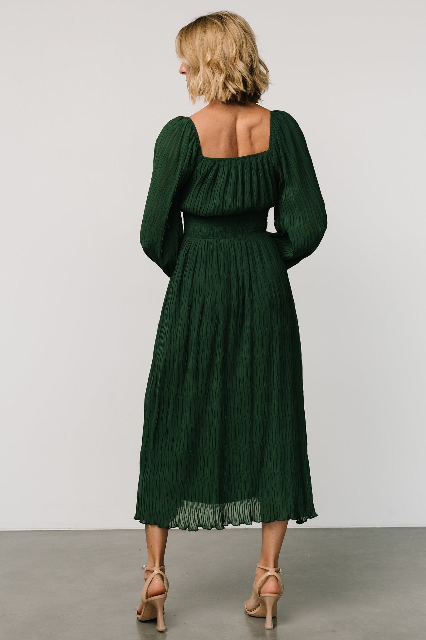 Dalton Pleated Midi Dress | Dark Green - Baltic Born