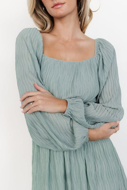 Dalton Pleated Midi Dress | Light Sage - Baltic Born