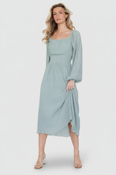 Baltic Born Womens Dalton Pleated Midi Dress | Light Sage | Size: Large Baltic Born Womens Dalton Pleated Midi Dress | Light Sage | Size: Large