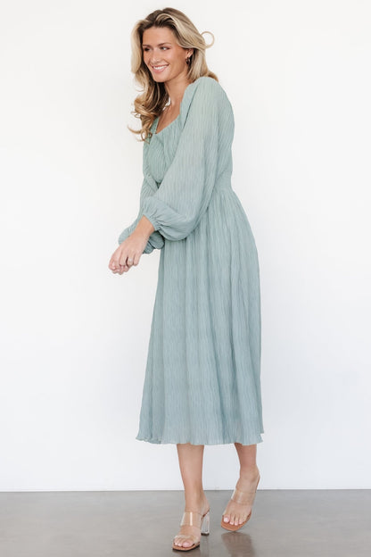 Dalton Pleated Midi Dress | Light Sage - Baltic Born