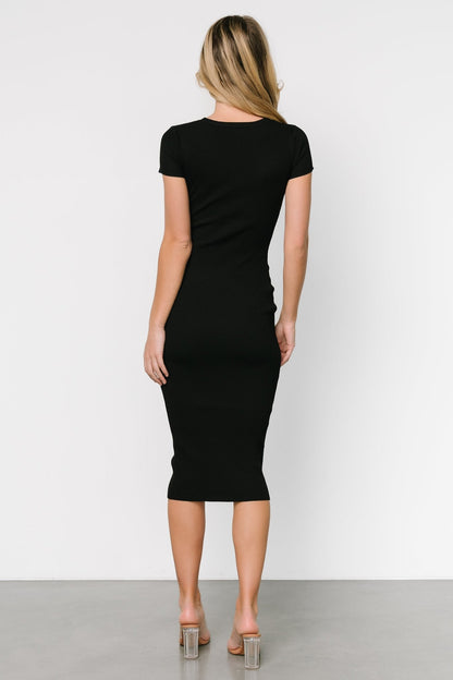 Dana Ribbed Midi Dress | Black - Baltic Born