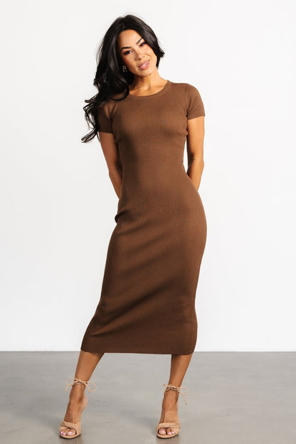 Dana Ribbed Midi Dress | Brown - Baltic Born