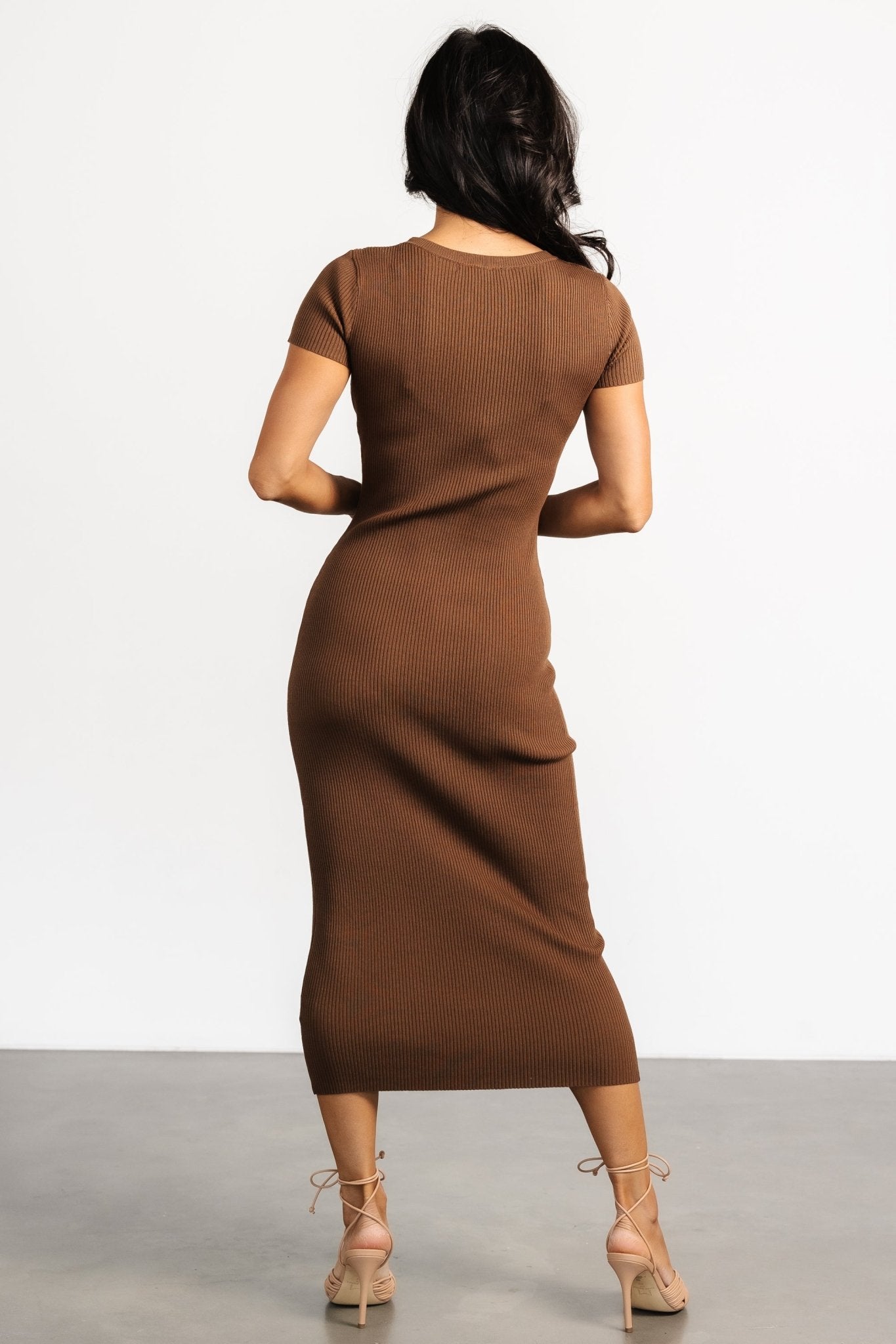 Dana Ribbed Midi Dress | Brown - Baltic Born