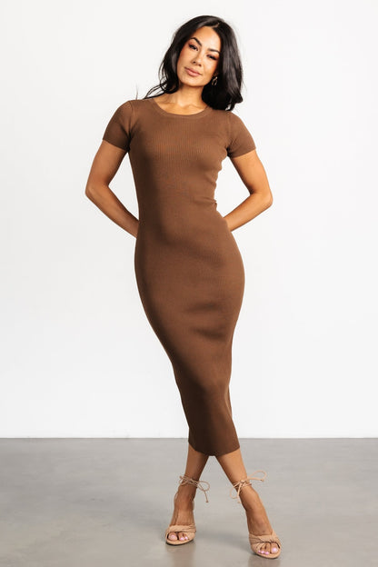 Dana Ribbed Midi Dress | Brown - Baltic Born