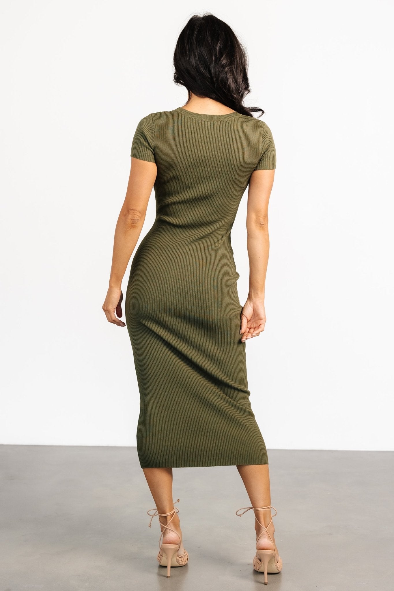 Dana Ribbed Midi Dress | Olive - Baltic Born