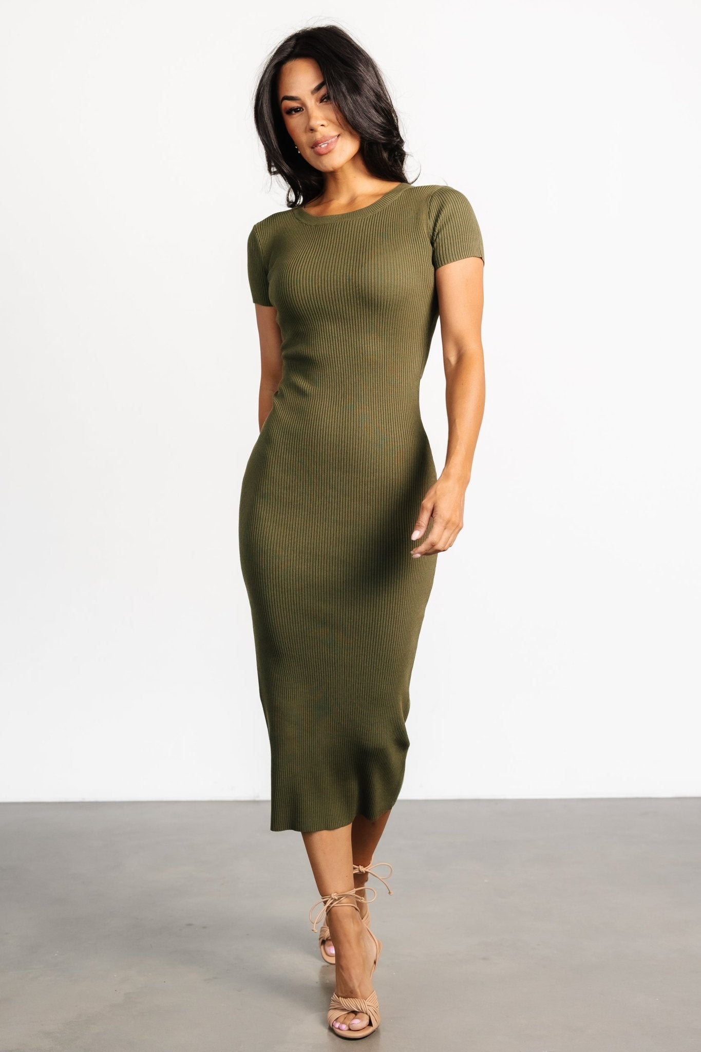 Dana Ribbed Midi Dress | Olive - Baltic Born