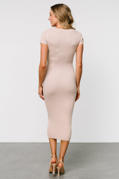 Dana Ribbed Midi Dress | Sand - Baltic Born