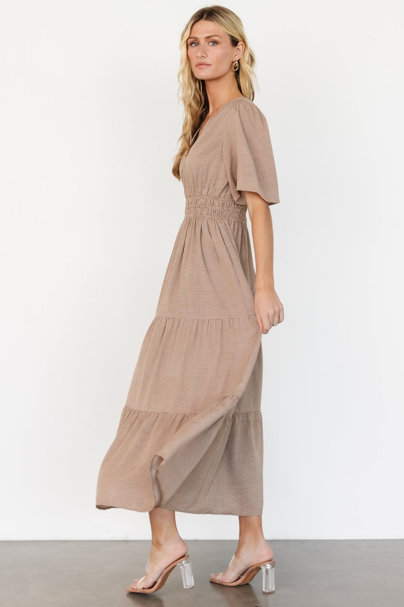 Danielle Tiered Maxi Dress | Brown Print - Baltic Born