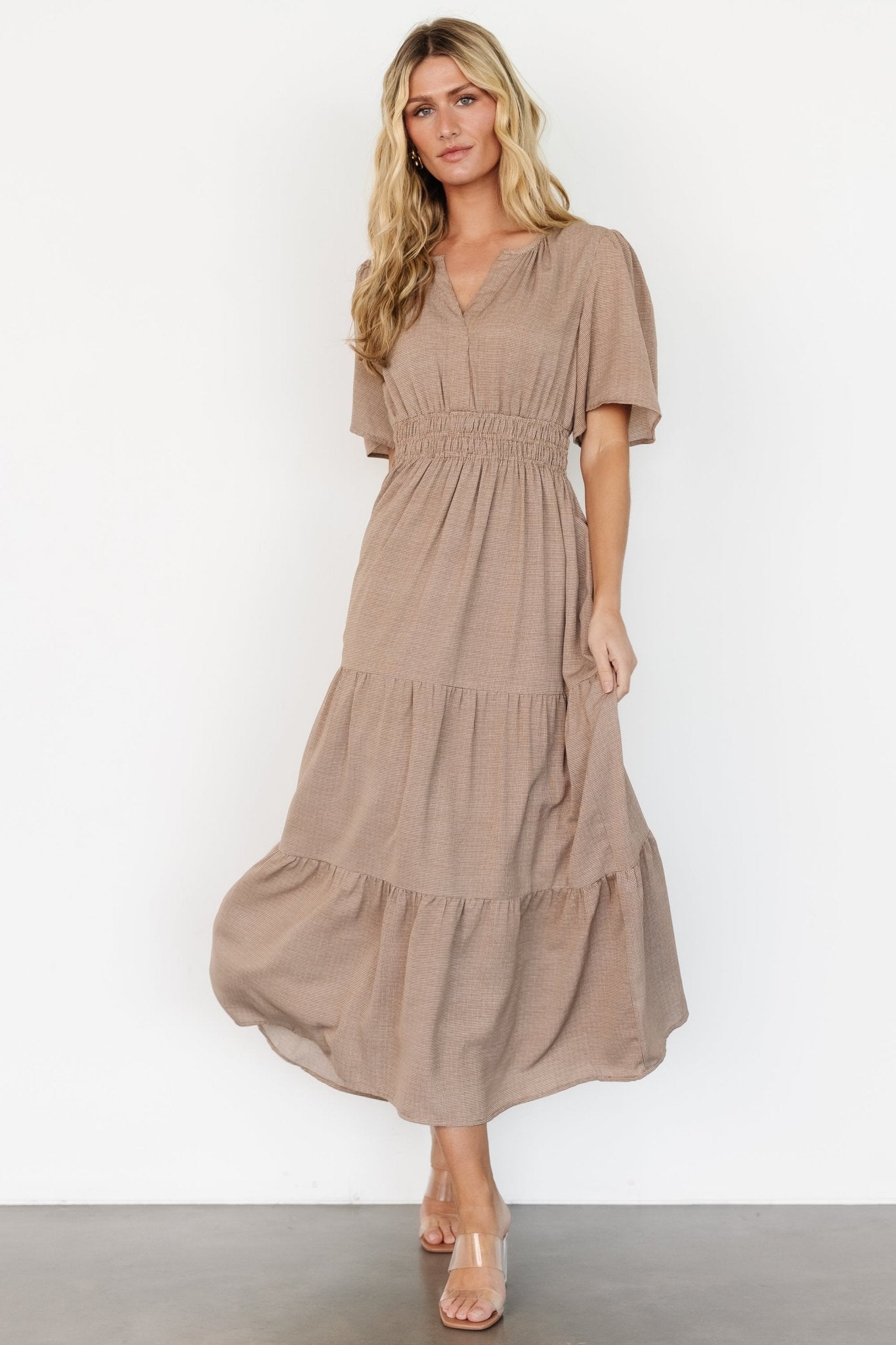 Danielle Tiered Maxi Dress | Brown Print - Baltic Born