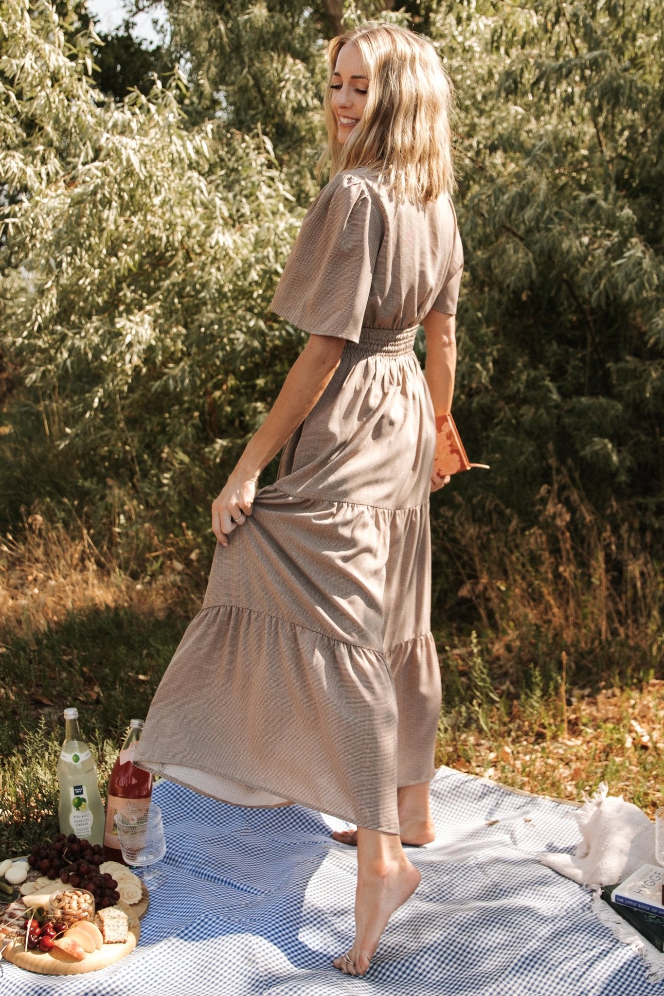 Danielle Tiered Maxi Dress | Brown Print - Baltic Born